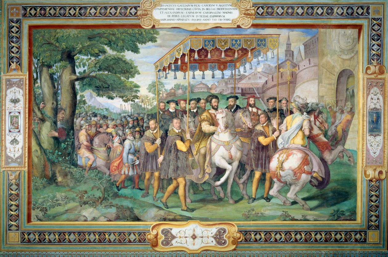Francis I (1494-1547) og Alessandro Farnese (1546-92) inn i Paris i 1540, fra 