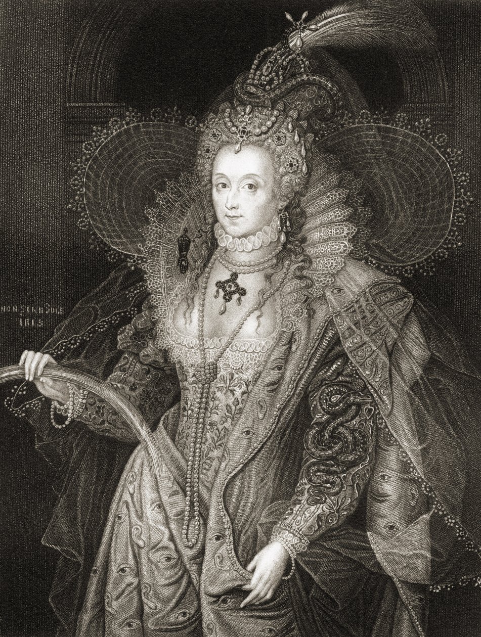 Dronning Elizabeth I (1533-1603), fra 'Lodge's British Portraits', 1823 av Taddeo Zuccari