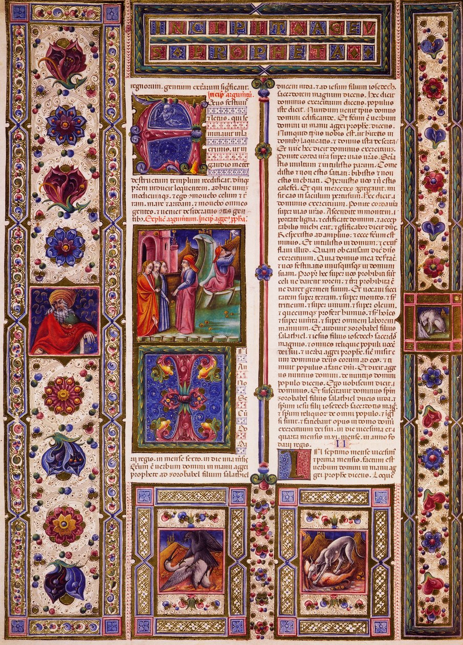 Incipit fra Book of Nahum, fra bind II av Bible of Borso d