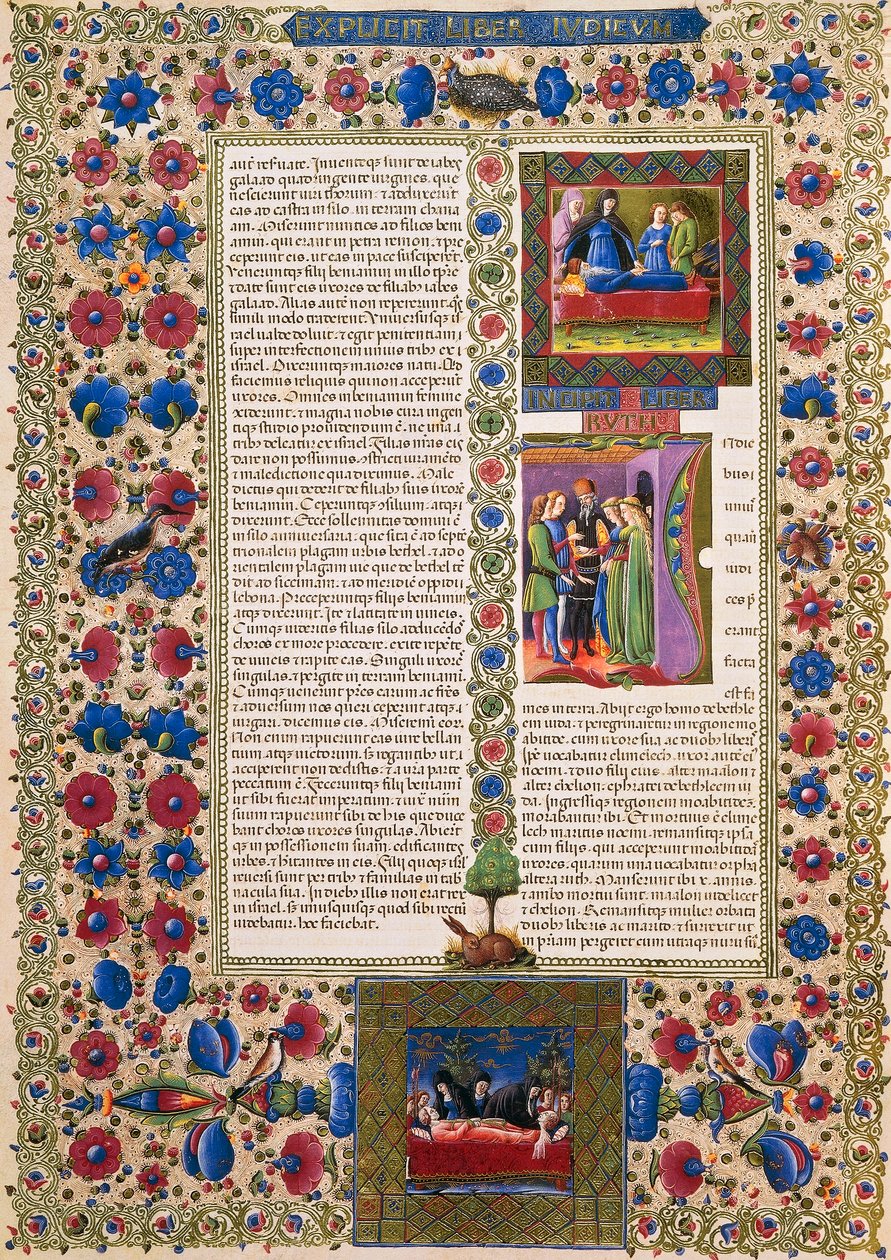 Incipit fra Ruths bok, fra bind II av Bibelen til Borso d