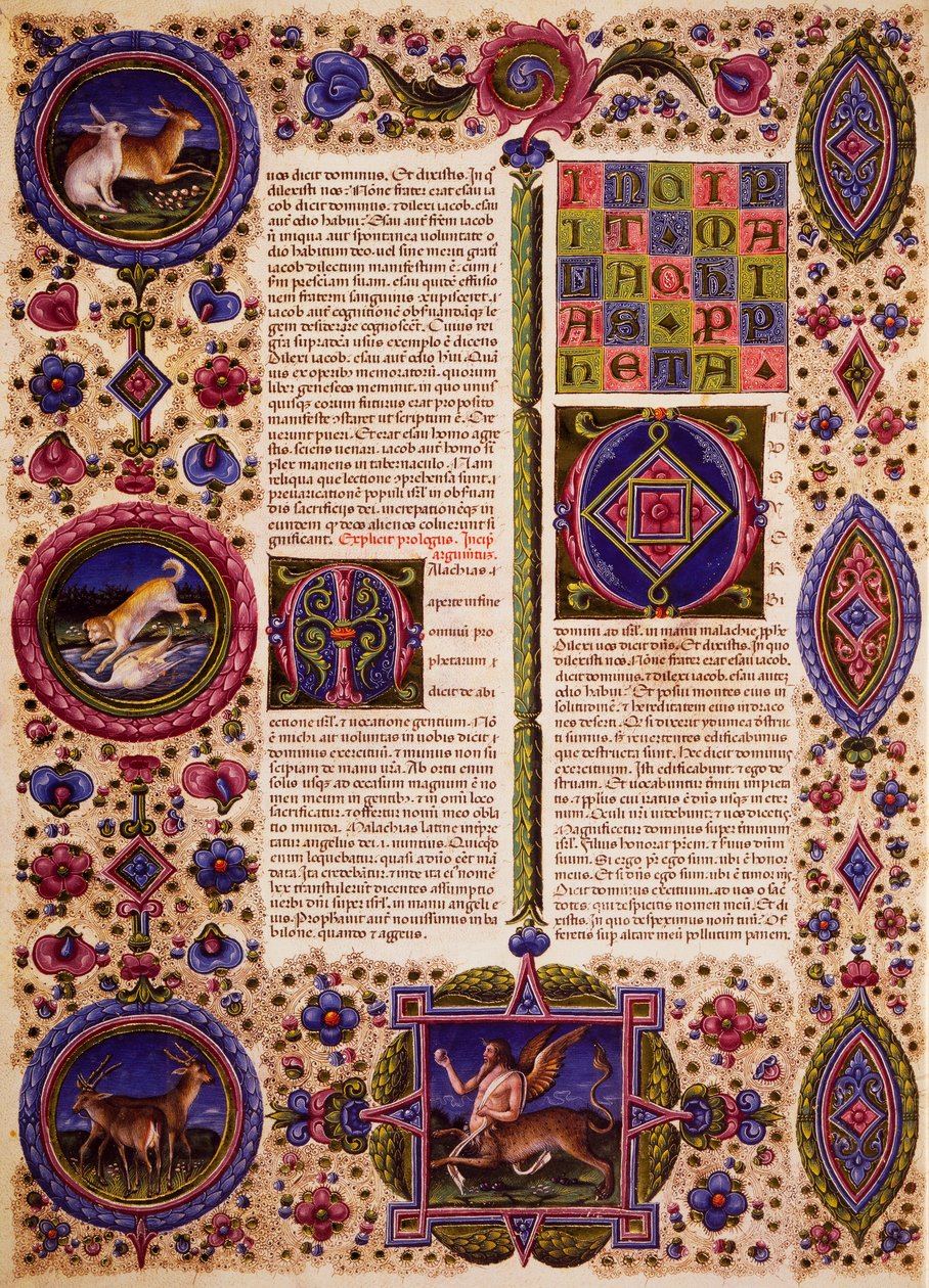 Incipit fra Sefanjas bok, fra bind II av Bibelen til Borso d