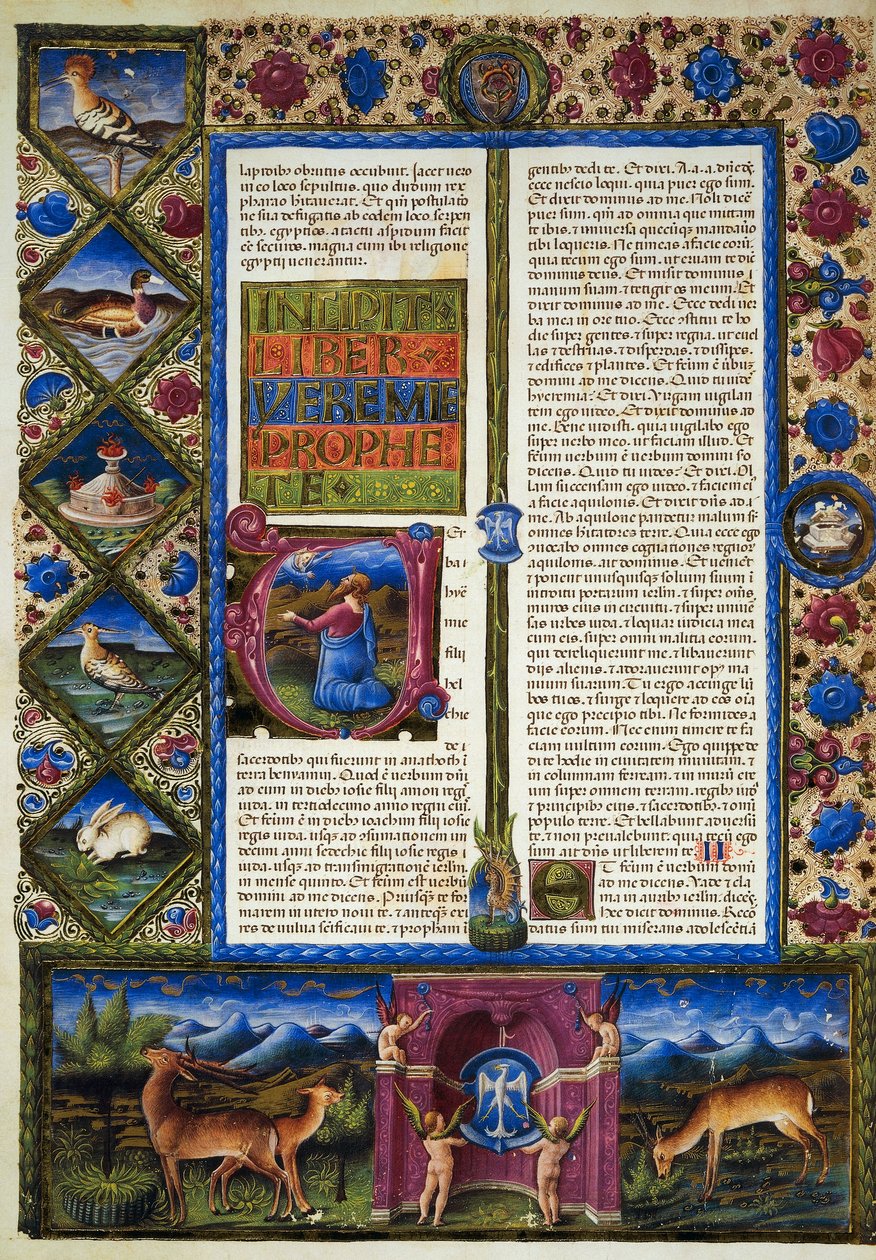 Incipit fra Jeremiahs bok, fra bind II av Bibelen til Borso d