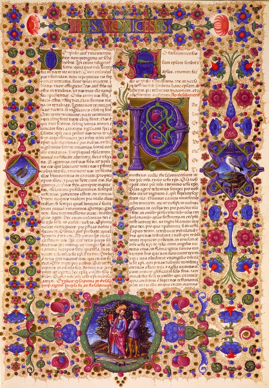 Paulus andre brev til Thessalonians, fra bind II av Bible of Borso d