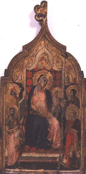 Madonna og barn med hellige (tempera på panel) av Taddeo Gaddi