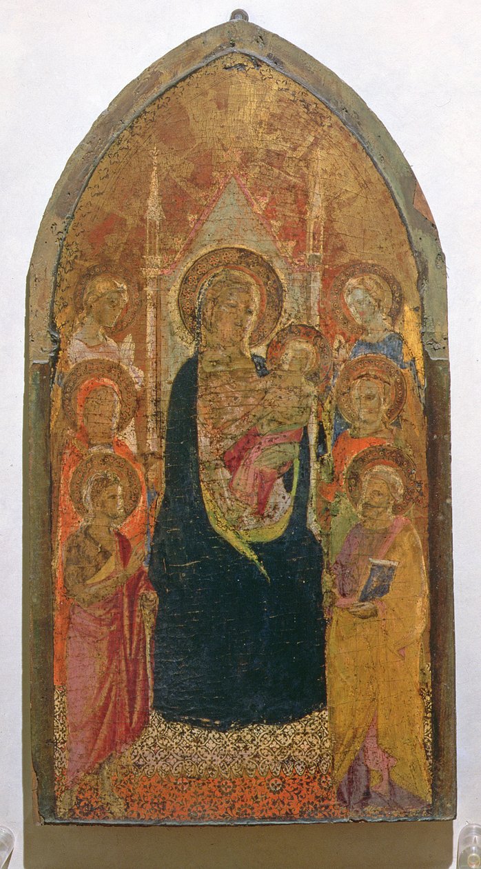 Madonna og barn med hellige (tempera på panel) av Taddeo Gaddi