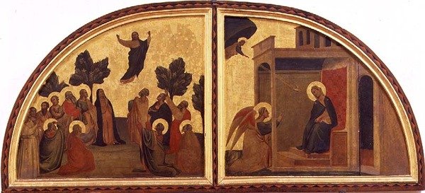 Himmelfarten og bebudelsen, lunette (tempera på panel) av Taddeo Gaddi