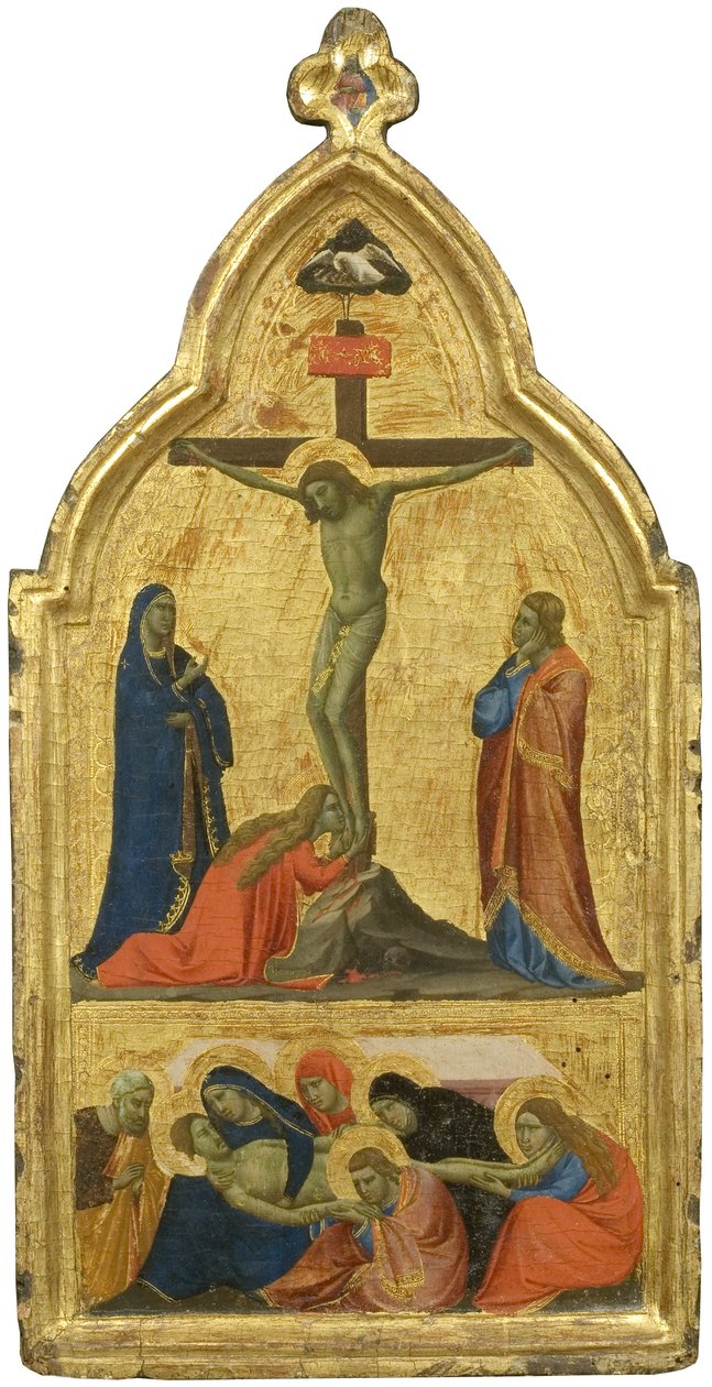 Korsfestelsen og klagesangen (tempera på forgylt panel) av Taddeo Gaddi