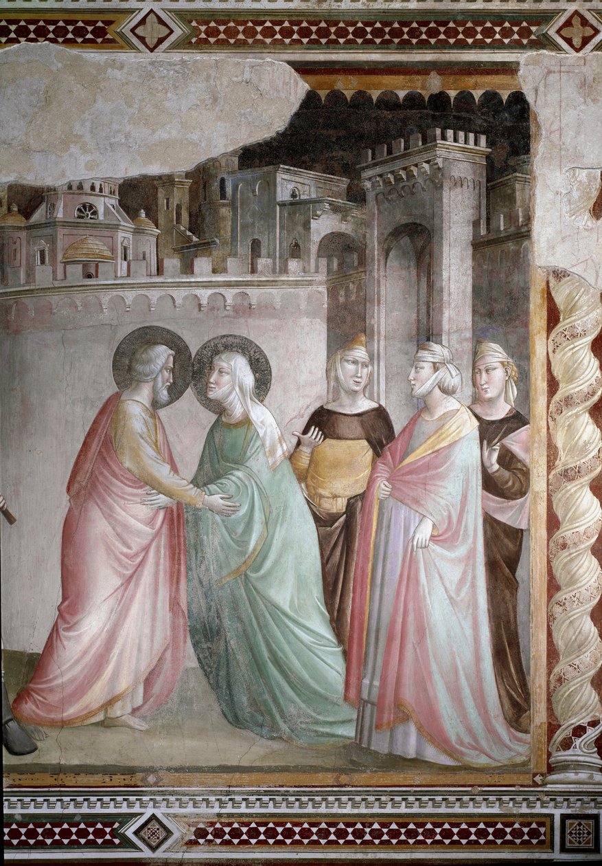 Møtet mellom Anne og Joachim ved Doree-døren (detalj) - freskomaleri, ca. 1327 av Taddeo Gaddi