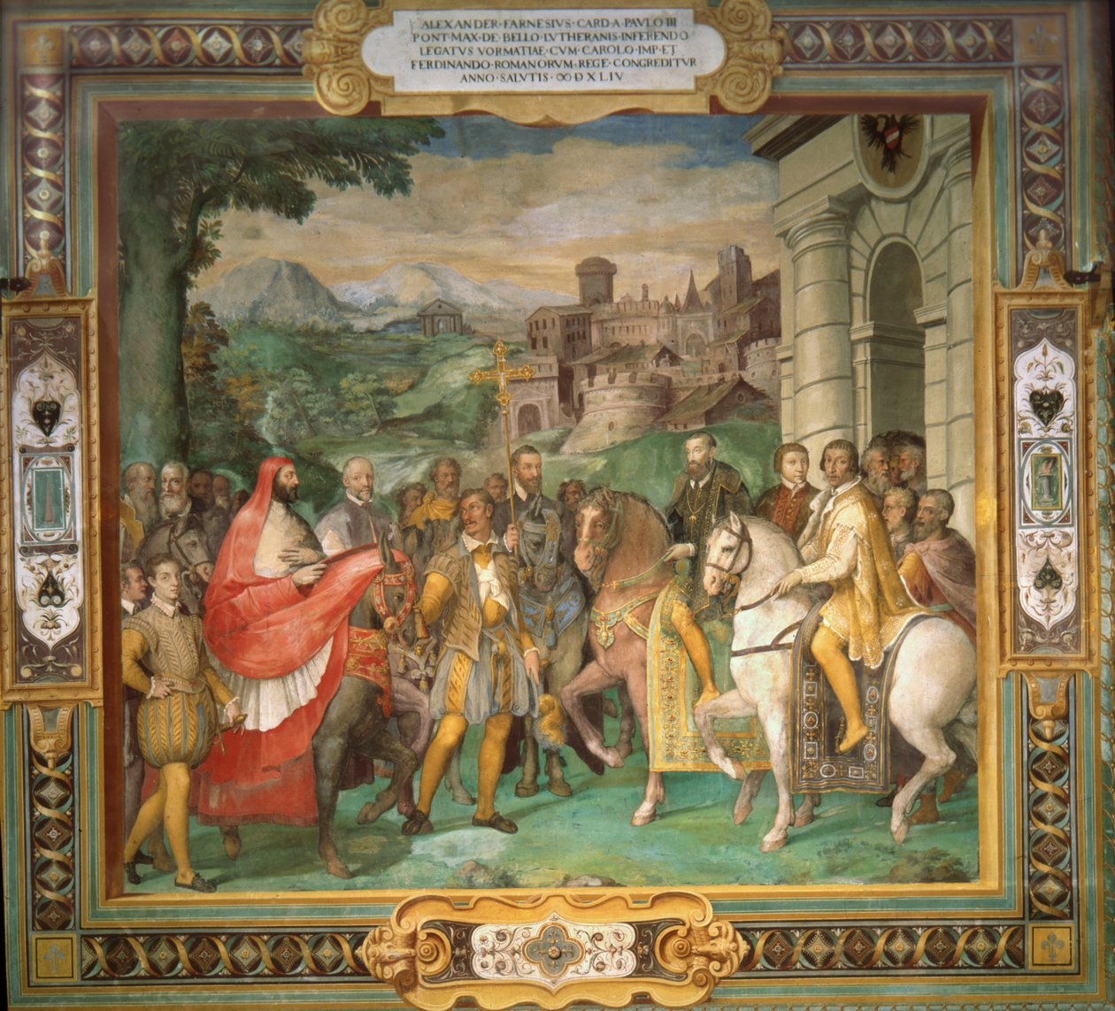 Møtet mellom den hellige romerske keiseren Charles V og Alessandro Farnese i 1544 av Taddeo Zuccari