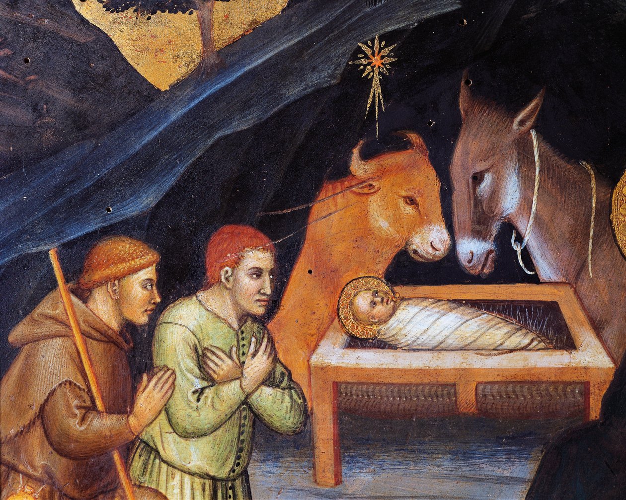 Adoration of Magi av Taddeo di Bartolo (ca. 1362-ca. 1422), tempera på panel, 38x57 cm, detalj av Taddeo di Bartolo