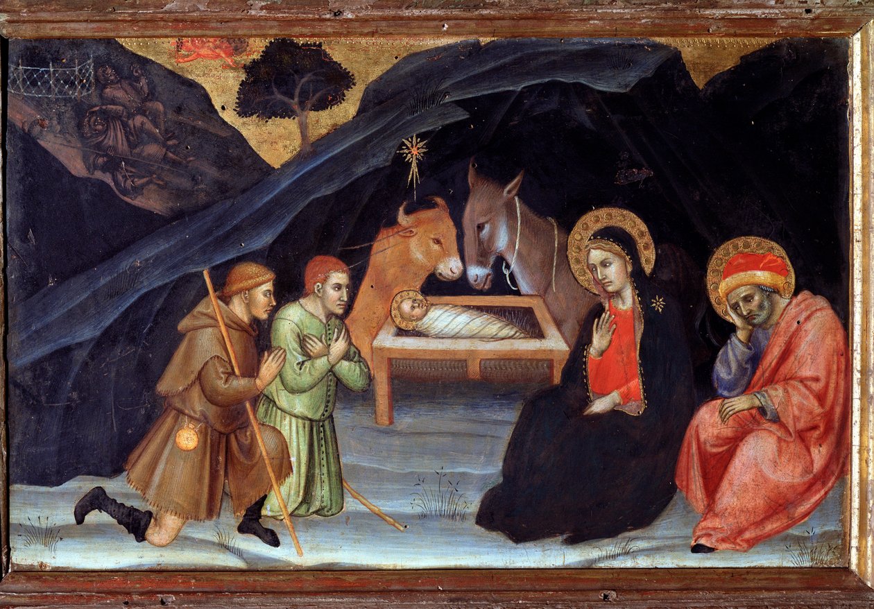Tilbedelse av hyrdene - tempera på tre av Taddeo di Bartolo