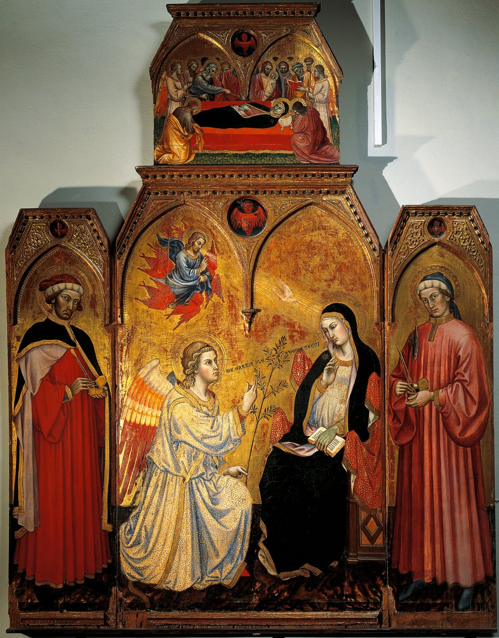 Bebudelsen av Maria med de hellige Cosmas og Damian, av Taddeo di Bartolo (1362-1422) av Taddeo di Bartolo