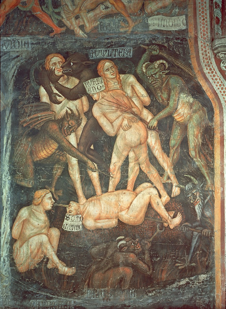 The Last Judgement, detalj om ekteskapsbryterne, ca. 1394 av Taddeo di Bartolo