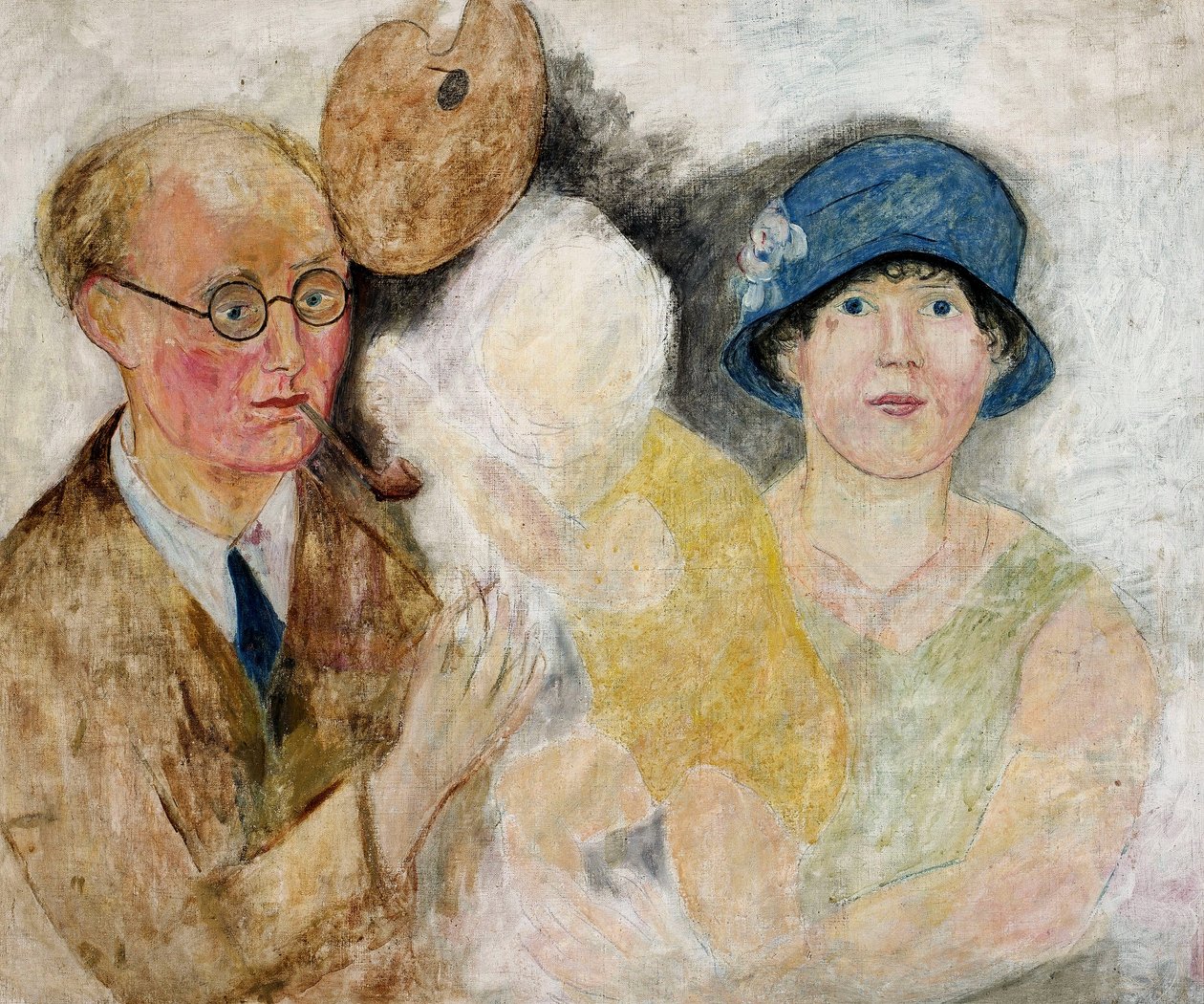 Portrett av maleren Marcel Gromaire og hans familie. av Tadeusz Makowski