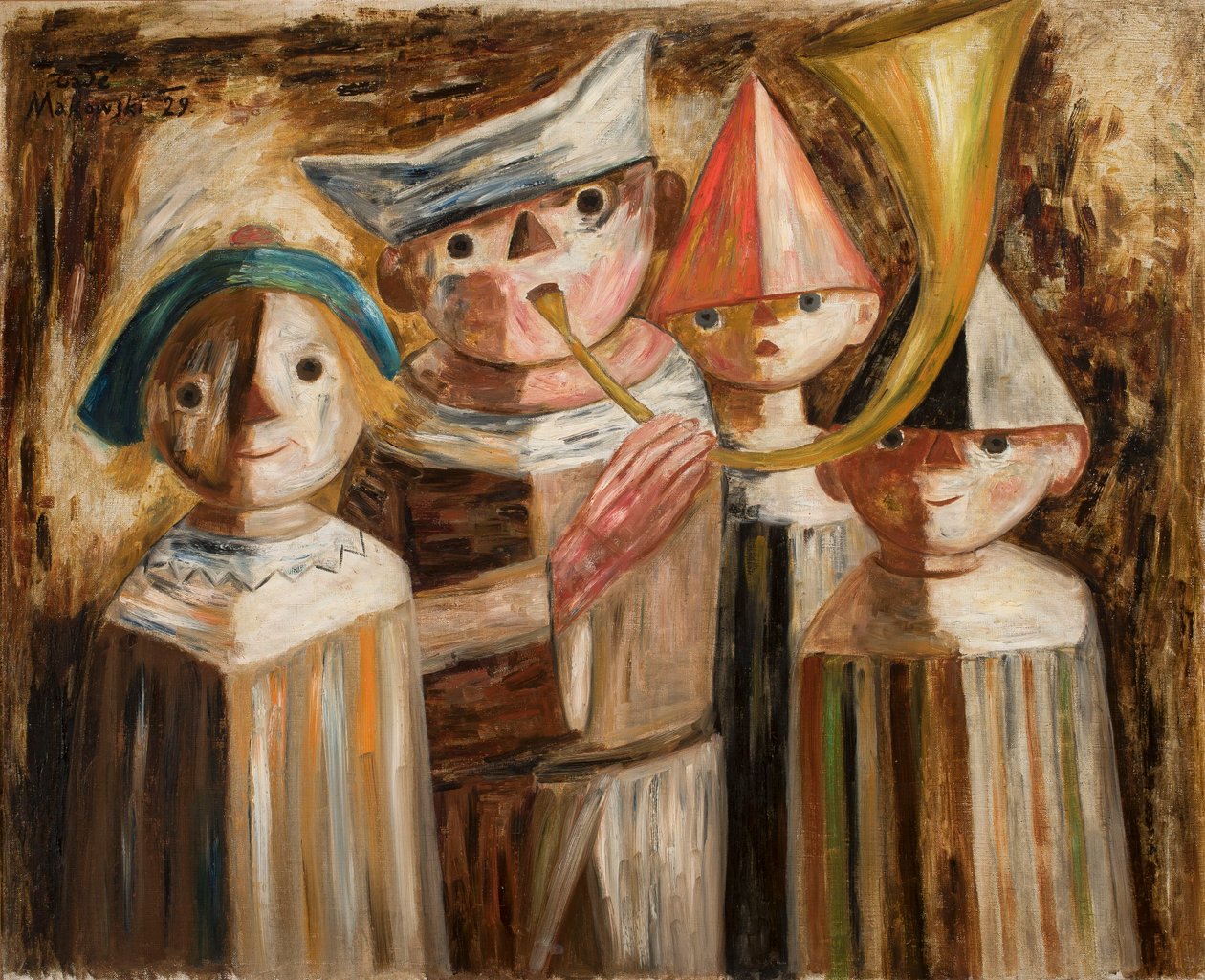 Fire barn med en trompet av Tadeusz Makowski