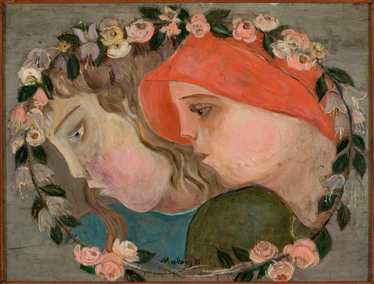 To jentehoder i en blomsterkrans av Tadeusz Makowski