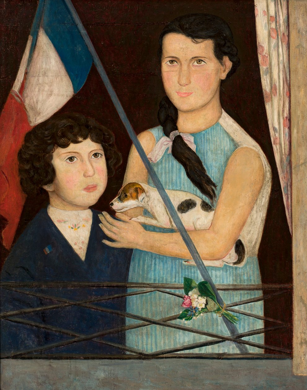 To barn med et fransk flagg av Tadeusz Makowski