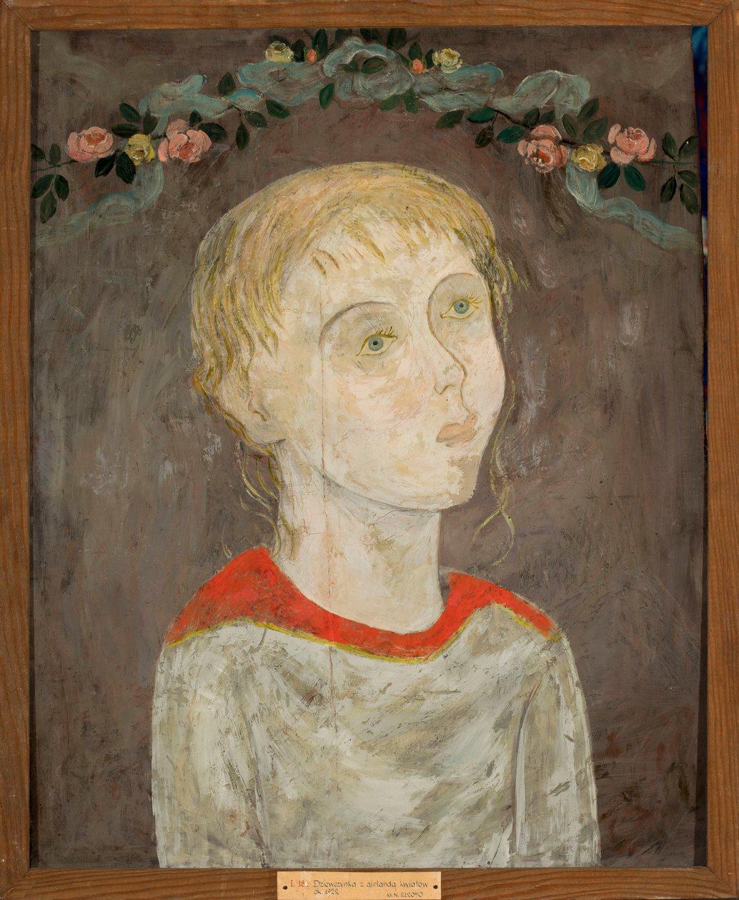 Jente med blomsterkrans av Tadeusz Makowski