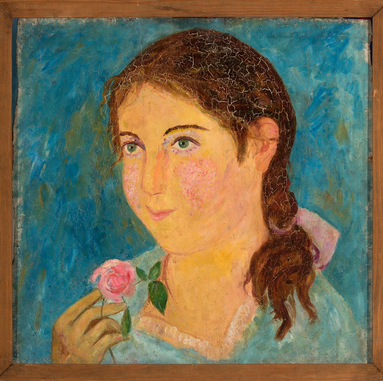 Jente med en rose i hånden av Tadeusz Makowski