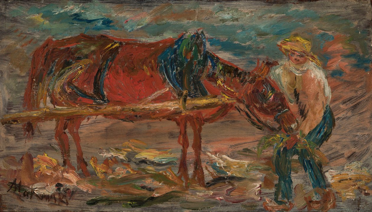 Fôring av en hest av Tadeusz Makowski