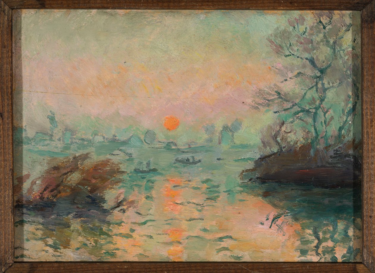 Landskap ved solnedgang av Tadeusz Makowski