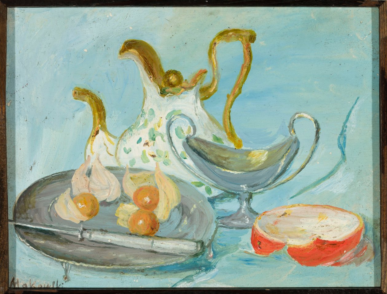 Stilleben på blå bakgrunn av Tadeusz Makowski