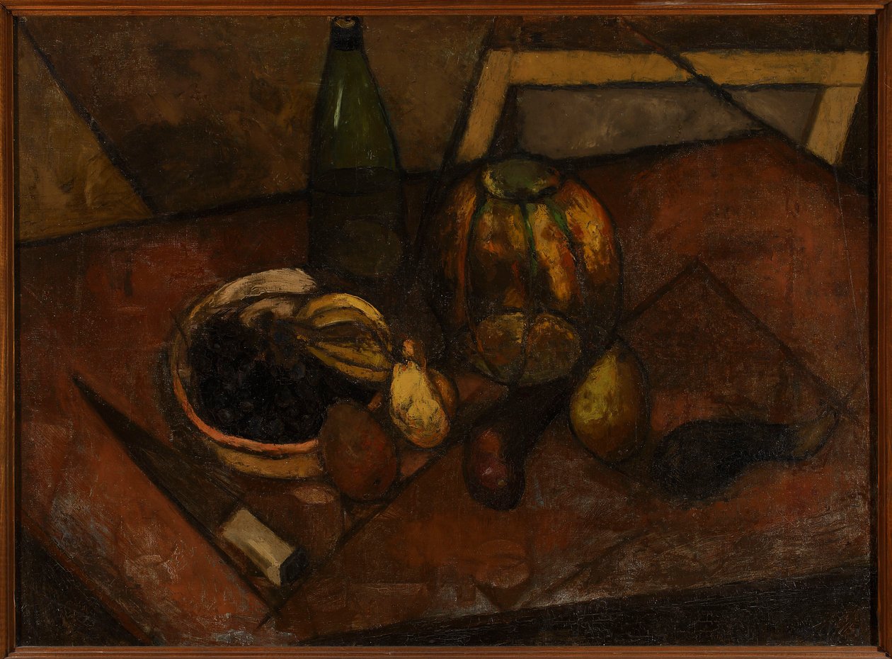 Stilleben med melon og kniv av Tadeusz Makowski