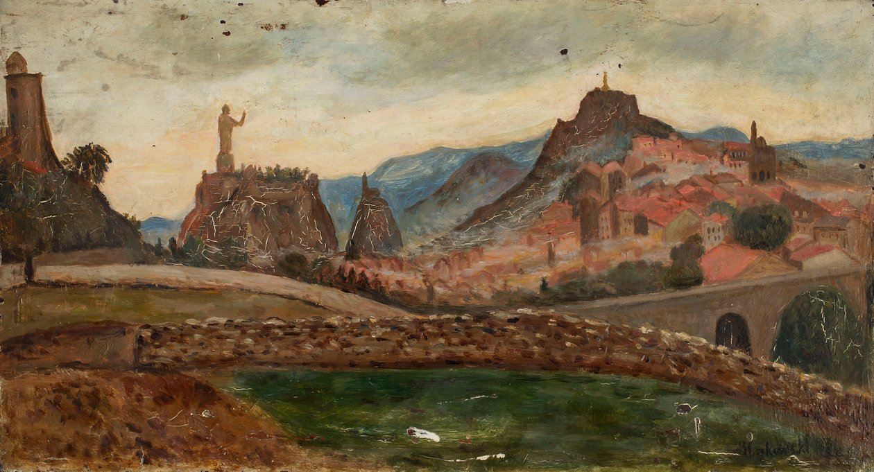 Liten by på en høyde (Området rundt Le Puy med Château de Polignac) av Tadeusz Makowski