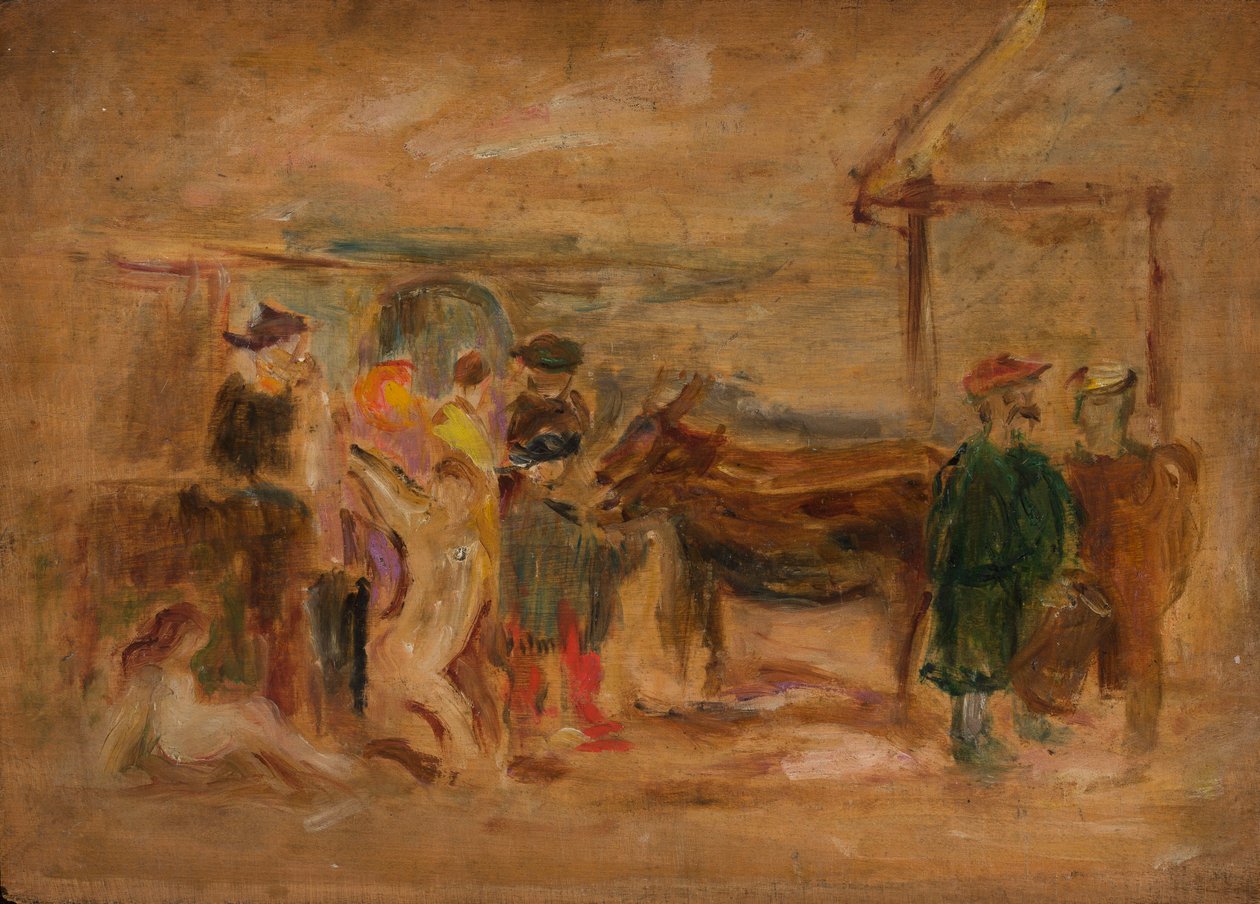 Figurscene med esler av Tadeusz Makowski