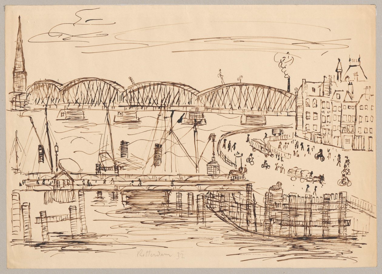 Utsikt over Rotterdam av Tadeusz Makowski