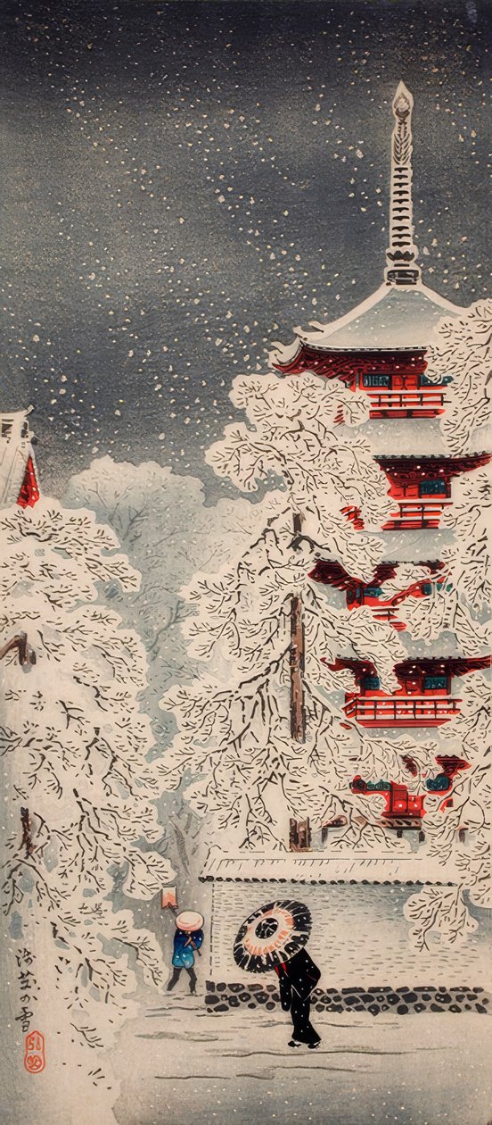 Snø i Asakusa, Yedo, Musashi-provinsen av Takahashi Hiroaki
