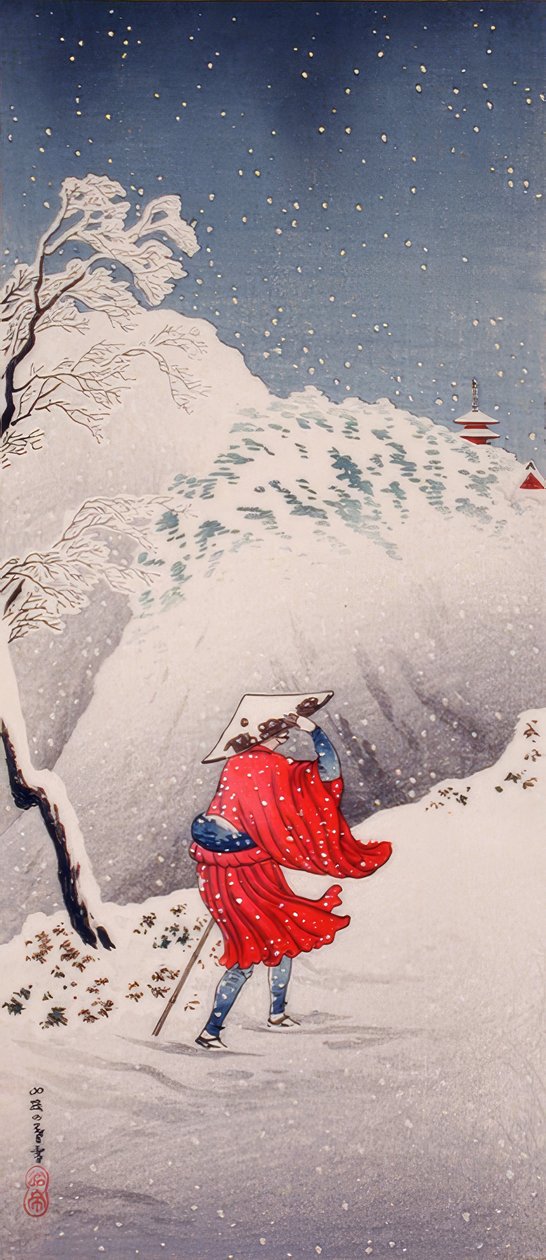Snørik kveld på en fjellsti av Takahashi Hiroaki