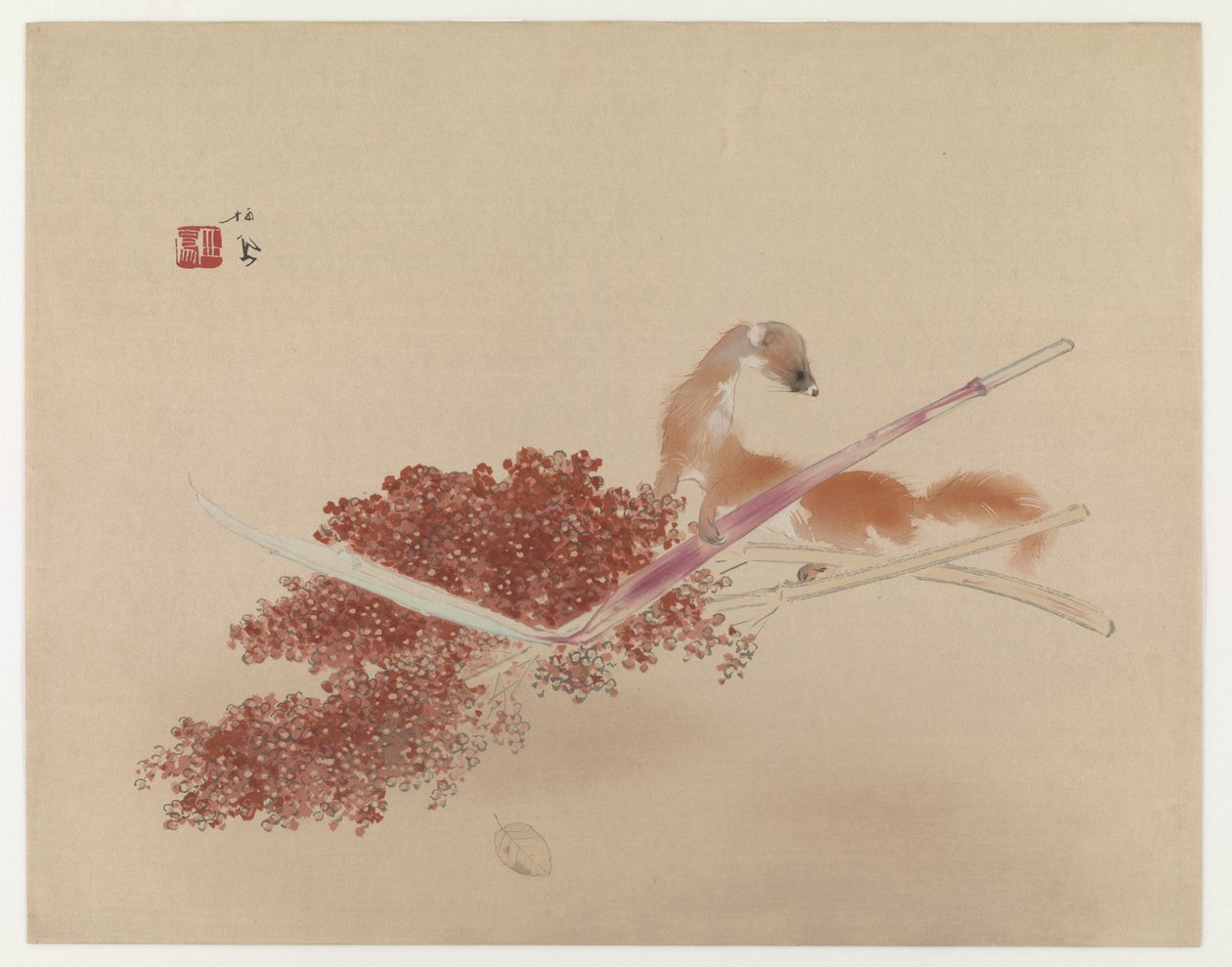 Seihôs Masterworks: Ferret And Millet (farget treblokktrykk) av Takeuchi Seiho