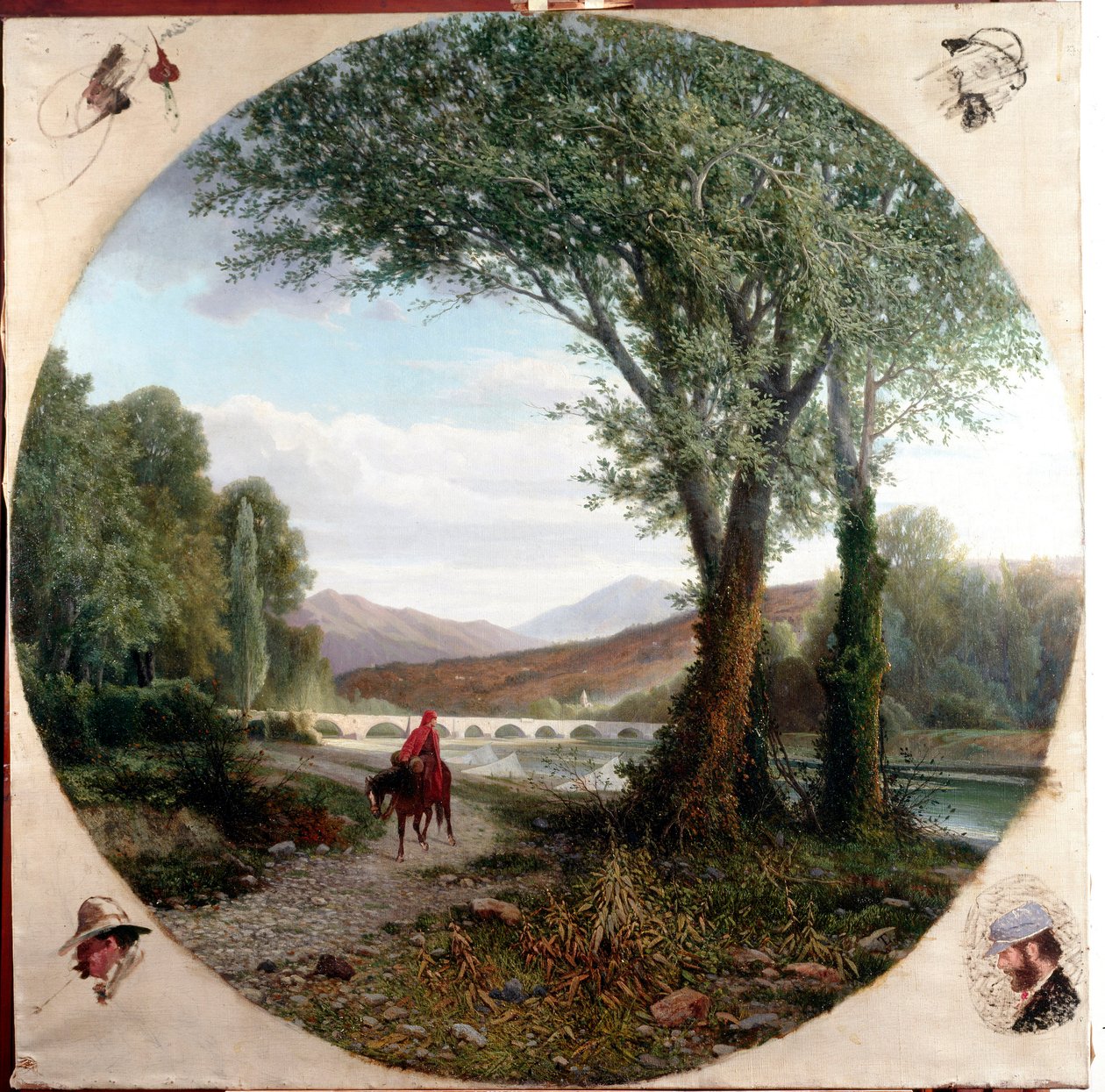 Dante en hest løper langs elven Entella eller passasjen Illustrasjon av skjærsilden i "" La divina commedia "" (La guddommelig komedie) av Dante Alighieri (1265-1321) Maleri av Tammar Luxoro (1824-1899) Før 1865 Genes, Civica Galleri for moderne kunst av Tammar Luxoro