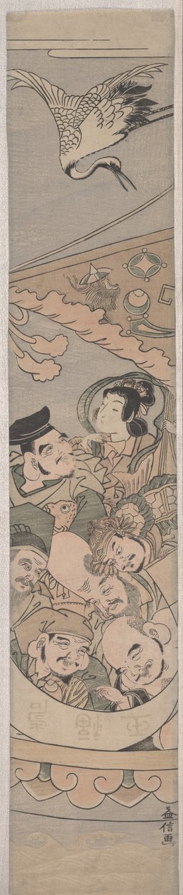 Seven Lucky Gods and Crane, ca. 1770-tallet av Tanaka Masunobu