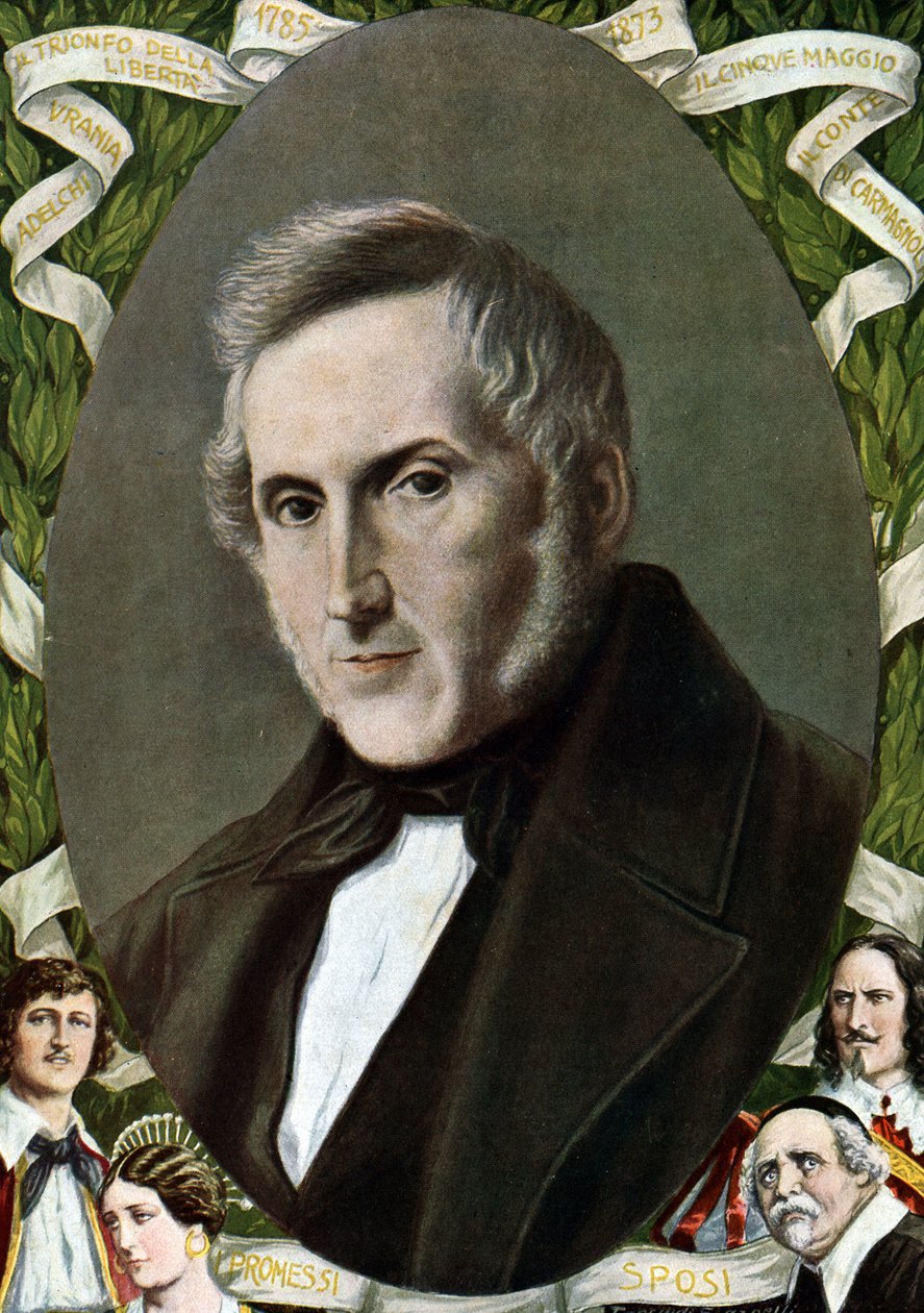 Portrett av Alessandro Manzoni (1785 - 1873), italiensk forfatter Illustrasjon av Tancredi Scarpelli (1866-1937) fra "Storia d