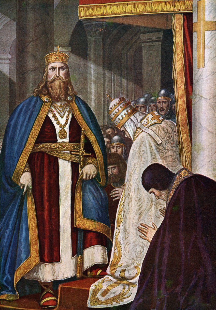Kroningen av Karl den Store (742-814) av pave Leo III (750-816) av Tancredi Scarpelli
