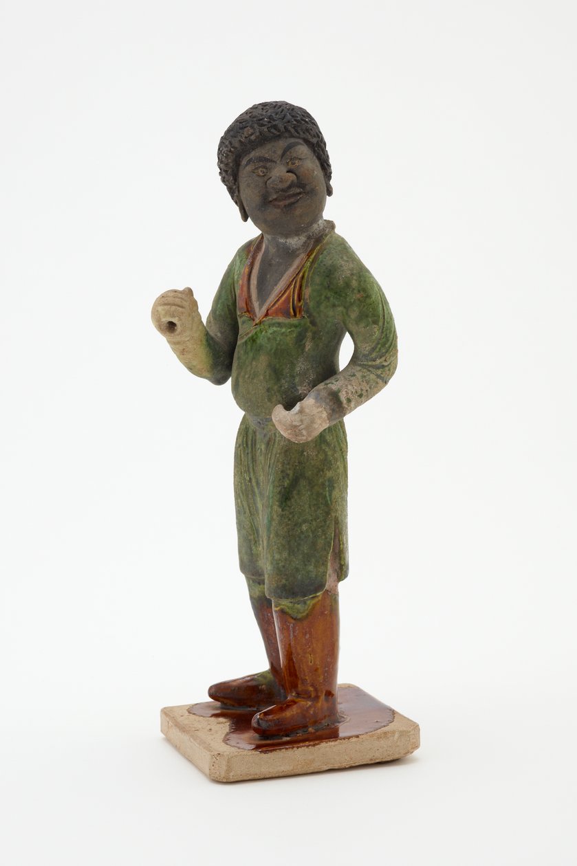 Groom, ca. 700-750 (keramikk med bly-silikatglasur og malte detaljer) av Tang Dynasty Chinese School