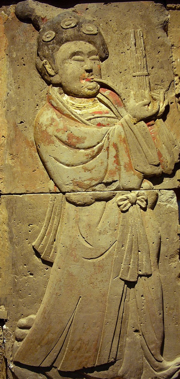 Stele som skildrer en musiker (terrakotta) av Tang Dynasty Chinese School
