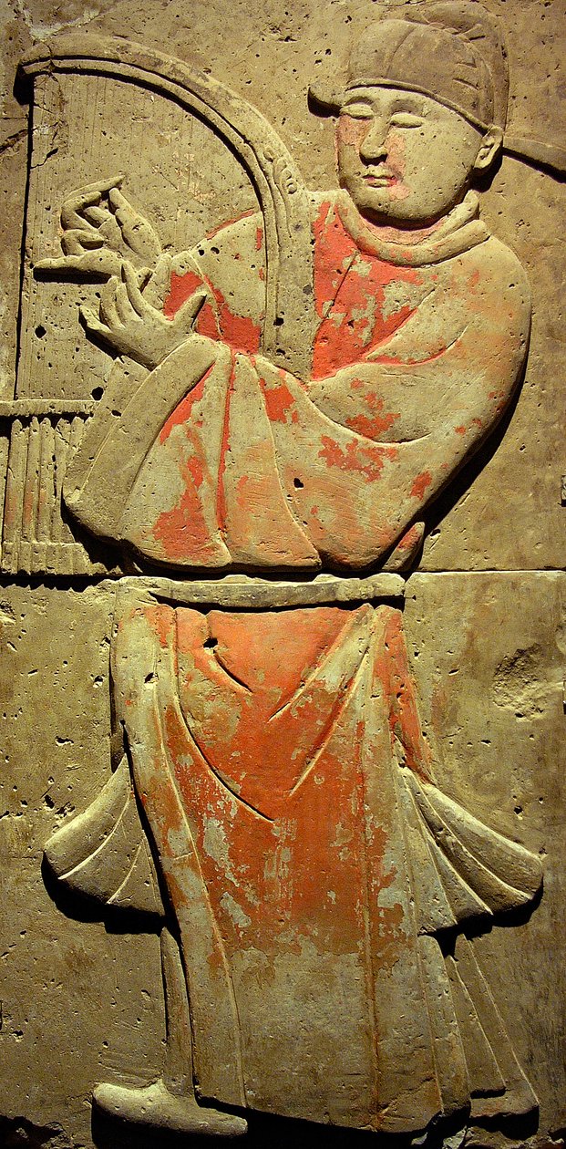 Stele som skildrer en musiker (terrakotta) av Tang Dynasty Chinese School