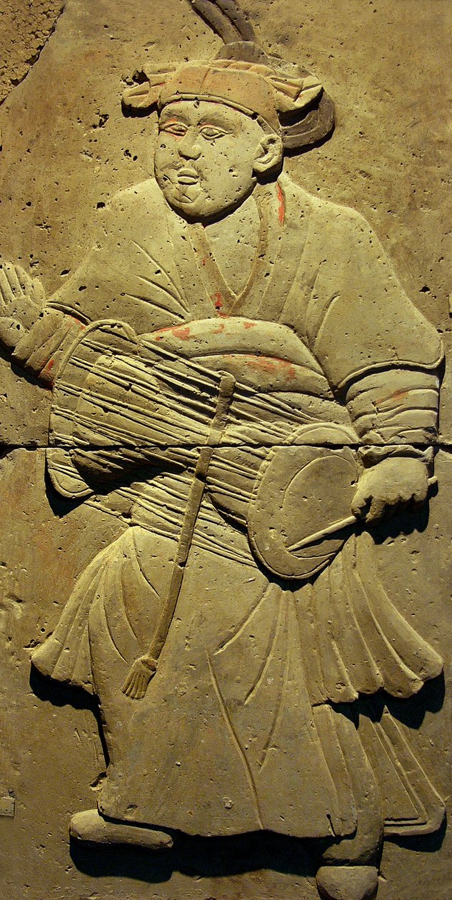 Stele som skildrer en musiker (terrakotta) av Tang Dynasty Chinese School