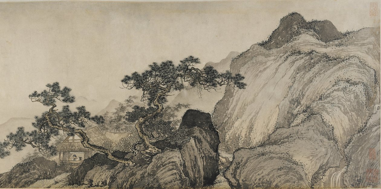 The Thatched Hut of Dreaming of an Immortal, Ming-dynastiet (blekk og farge på papir) av Yin Tang