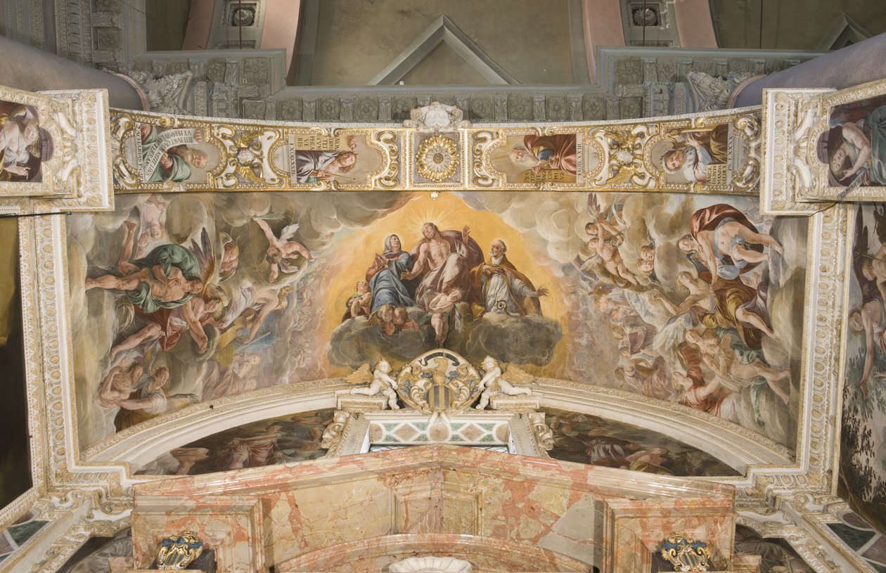 Kristus i herlighet med den hellige Gaudentius og i erken Sakarja, Moses og kong David av Tanzio da Varallo