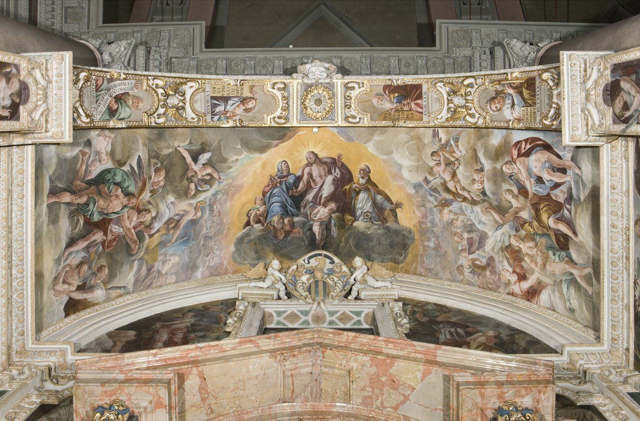 Kristus i herlighet med den hellige Gaudentius og i erken Sakarja, Moses og kong David av Tanzio da Varallo