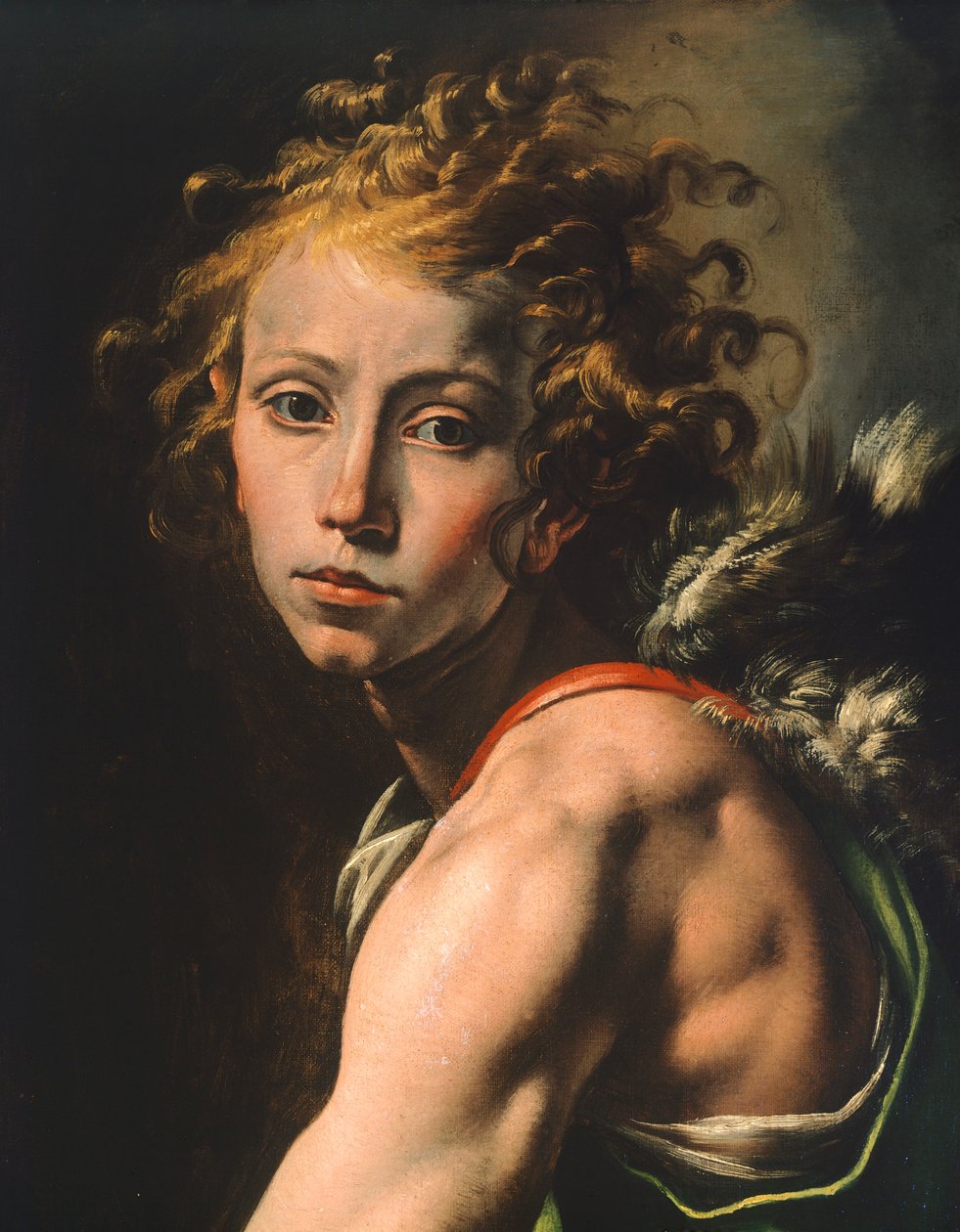 Figur av David, detalj fra David med hodet til Goliat, av Tanzio da Varallo (1575-1635) av Tanzio da Varallo