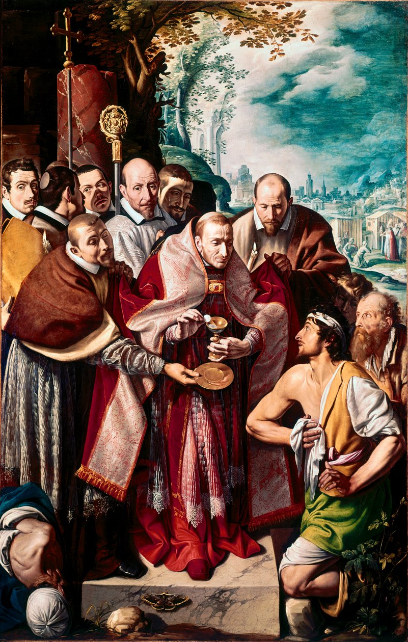 Saint Charles Borromee kommuniserer pestiferes Den italienske prelaten Charles Borromee (1538-1584) gir nattverd til de syke under utbruddet av pesten i Milano i 1576. Maleri av Tanzio da Varallo (Antonio d