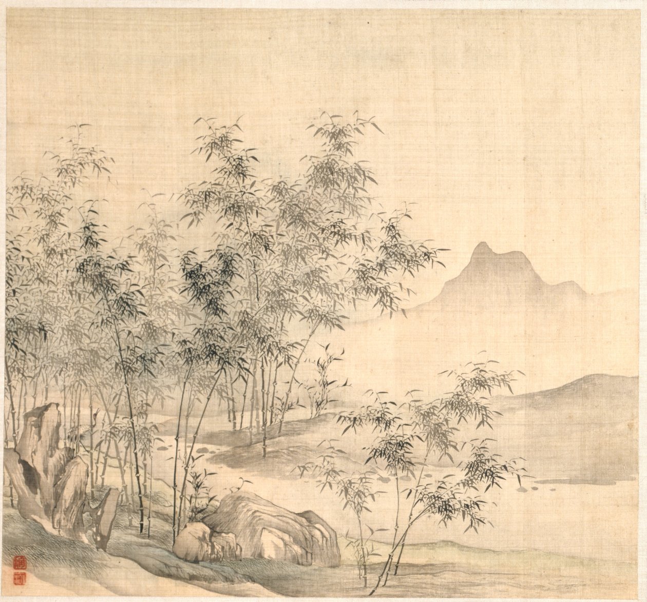 En enslig kran i bambuslunden, tidlig på 1600-tallet. av Tao Hong