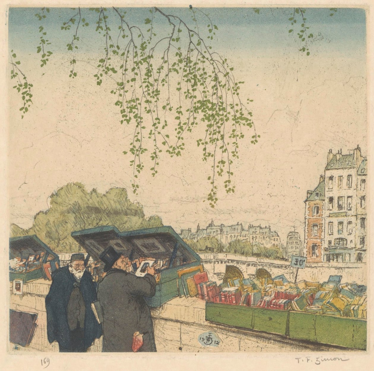 Bokhandler på en kai i Paris av Tavík František Šimon (signed by artist)