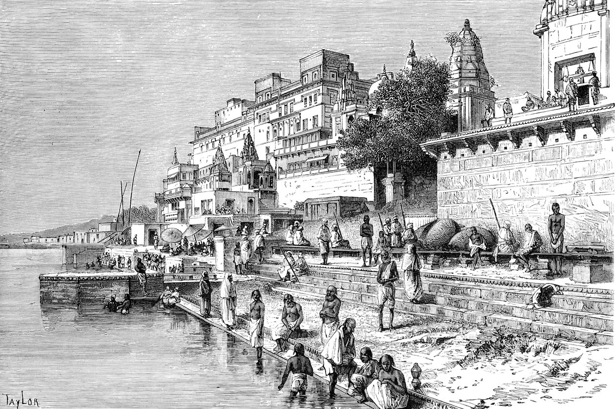 Benares Varanasi, India, 1895. av Taylor