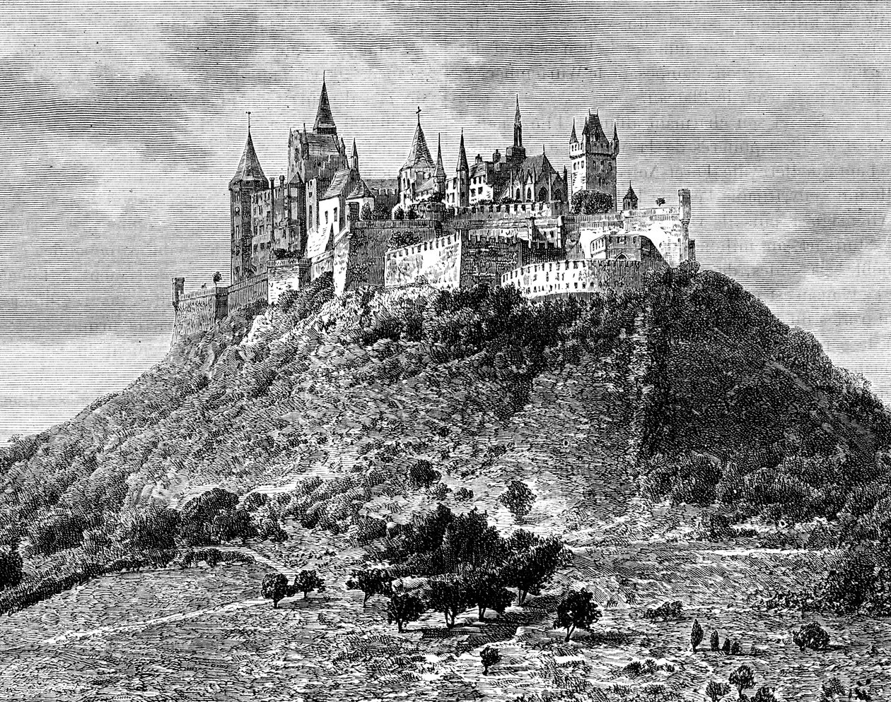Burg Hohenzollern, sør for Stuttgart, Tyskland, 1800-tallet av Taylor